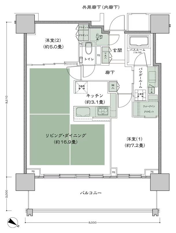 ベイシティタワーズ神戸 EAST 間取り E-70E-2(EO) type