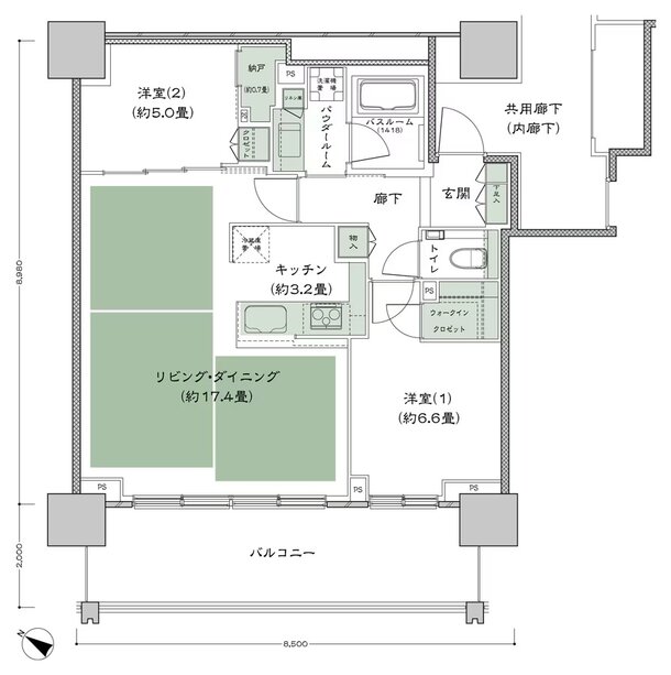 ベイシティタワーズ神戸 EAST 間取り E-70I-2(EV) type