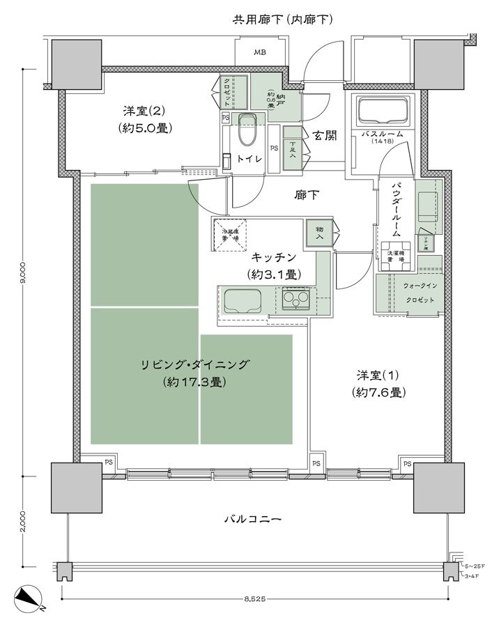 ベイシティタワーズ神戸 EAST 間取り E-70G-2(EG) type