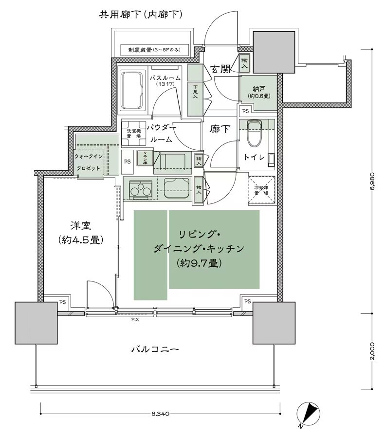 ベイシティタワーズ神戸 EAST 間取り E-40A-1(EJ) type