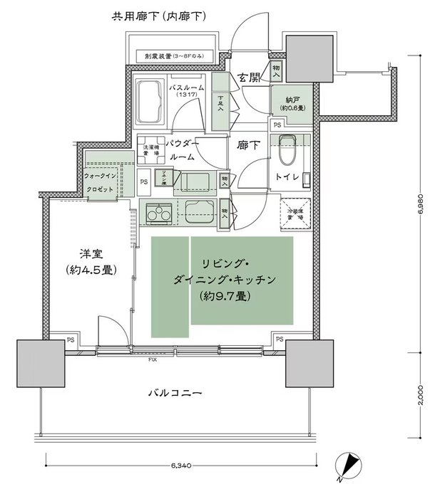 ベイシティタワーズ神戸 EAST 間取り E-40A-1(EJ) type