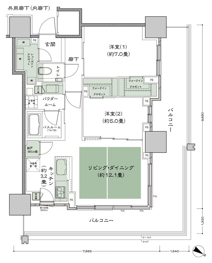 ベイシティタワーズ神戸 EAST 間取り E-65A-2(EI) type