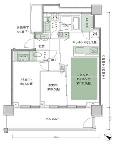 ベイシティタワーズ神戸 EAST 間取り E-60B-2(EW) type