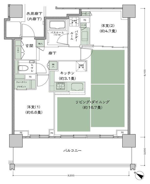 ベイシティタワーズ神戸 EAST 間取り E-70Be-2(EU) type