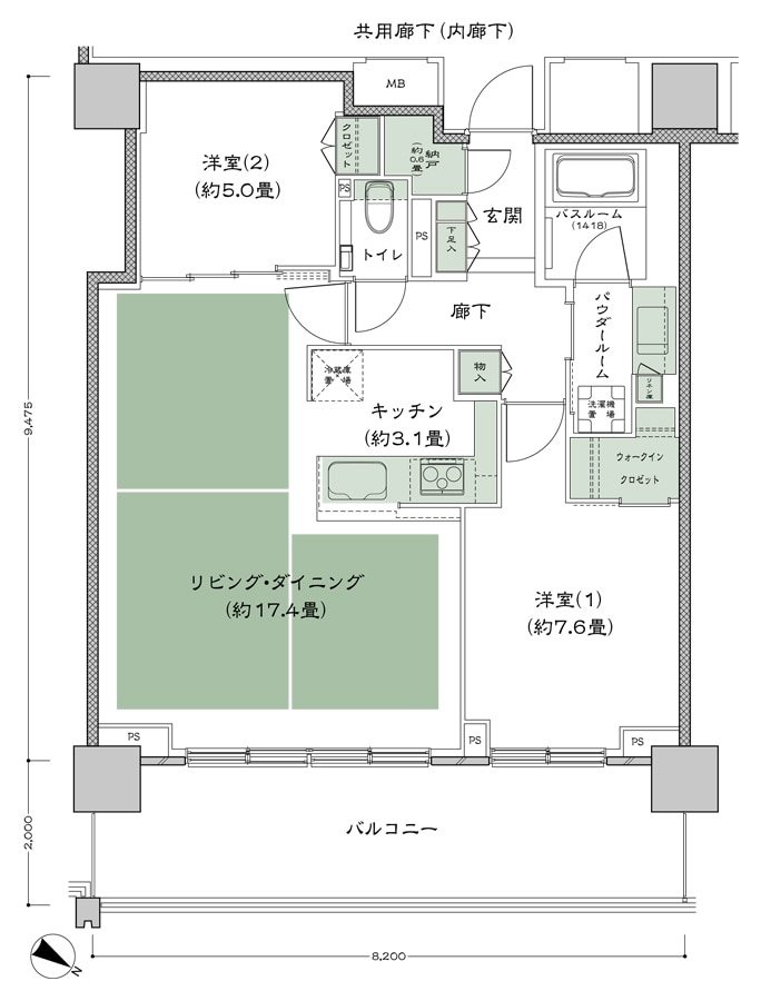 ベイシティタワーズ神戸 EAST 間取り E-75Ba-2(EF2) type