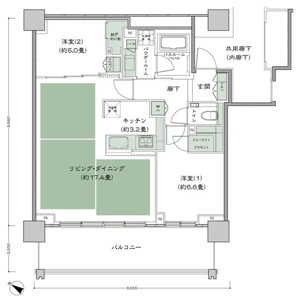 ベイシティタワーズ神戸 EAST 間取り E-70Bf-2(EV) type