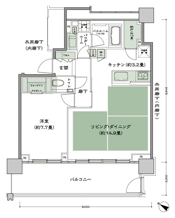 ベイシティタワーズ神戸 EAST 間取り E-60A-1 type