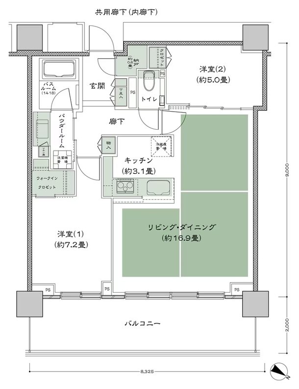 ベイシティタワーズ神戸 EAST 間取り E-70Ba-2(EF_2) type