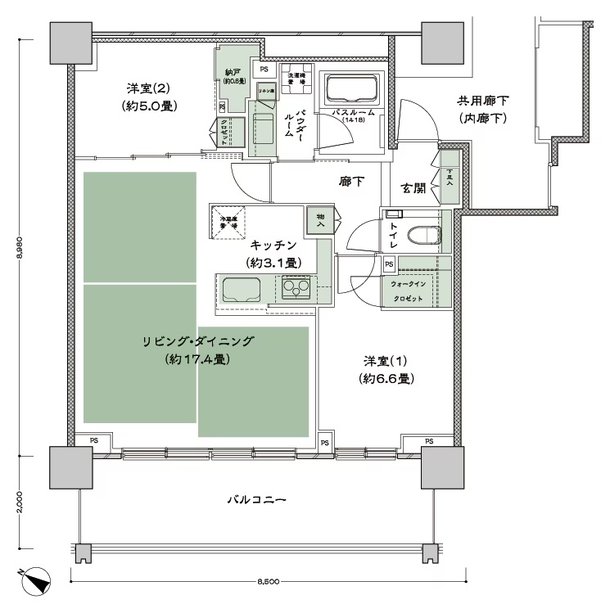 ベイシティタワーズ神戸 EAST 間取り E-70Af-2 type