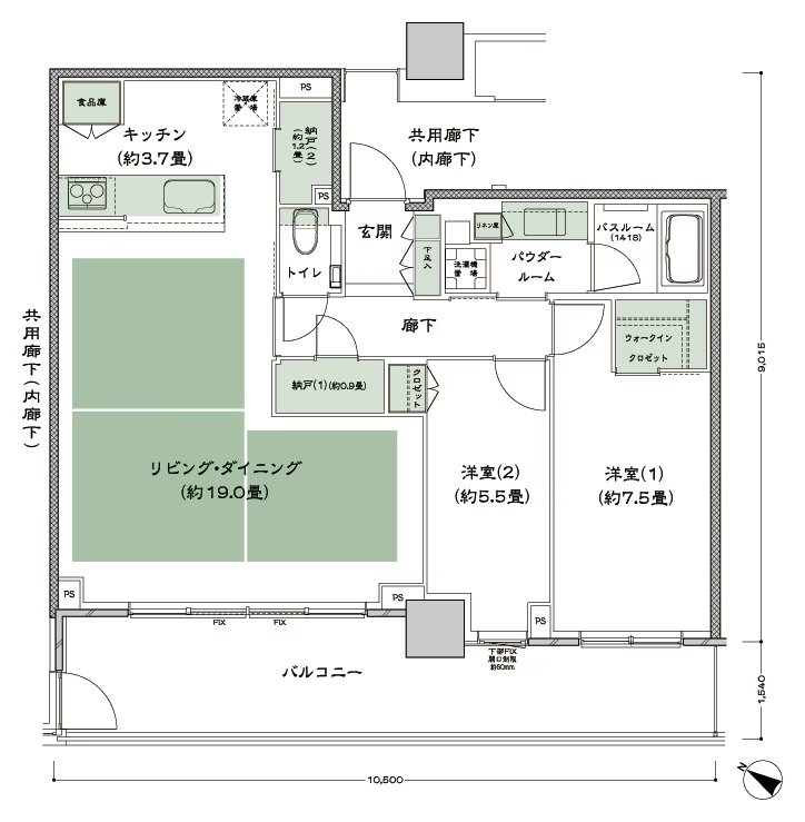 ベイシティタワーズ神戸 EAST 間取り E-80A-2(EP) type