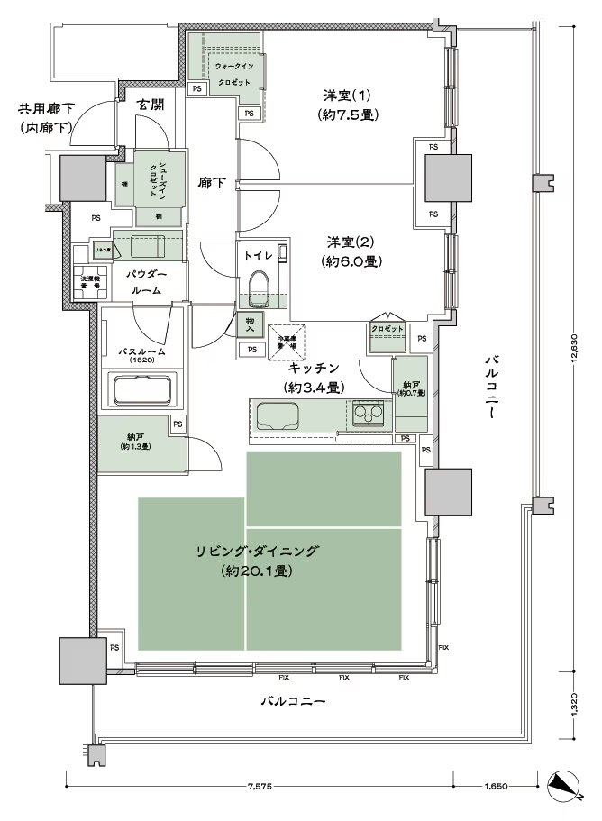 ベイシティタワーズ神戸 EAST 間取り E-85A-2(ES) type