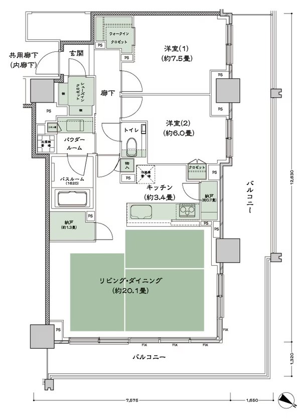 ベイシティタワーズ神戸 EAST 間取り E-85A-2(ES) type