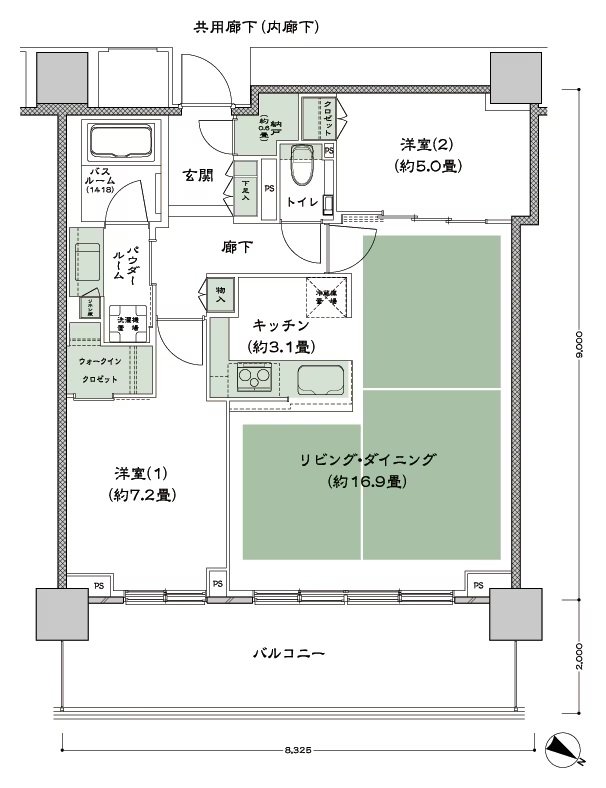 ベイシティタワーズ神戸 EAST 間取り E-70Aa-2 type