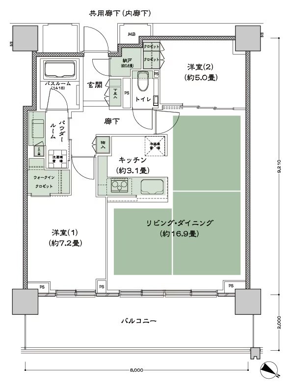 ベイシティタワーズ神戸 EAST 間取り E-70Ab-2 type