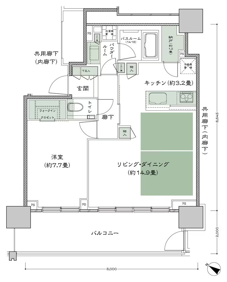 ベイシティタワーズ神戸 EAST 間取り E-60C-1(EW) type