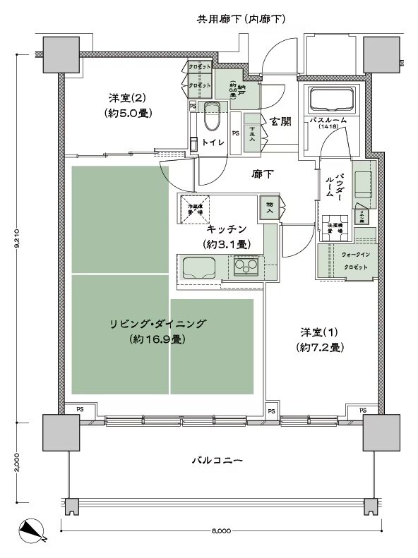ベイシティタワーズ神戸 EAST 間取り E-70Ac-2 type