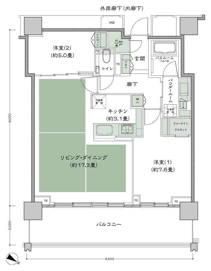 ベイシティタワーズ神戸 EAST 間取り E-70Bd-2(EG) type