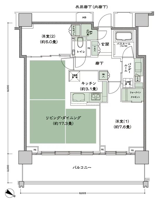 ベイシティタワーズ神戸 EAST 間取り E-70Ad-2 type
