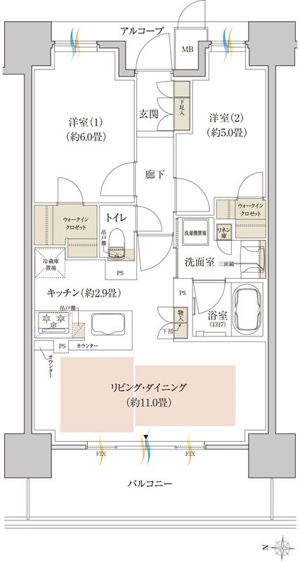 神戸名谷・駅前複合開発プロジェクト(リビオシティ神戸名谷) 間取り B TYPE