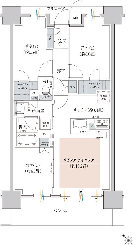 （仮称）神戸名谷・駅前複合開発プロジェクト 間取り L3 TYPE