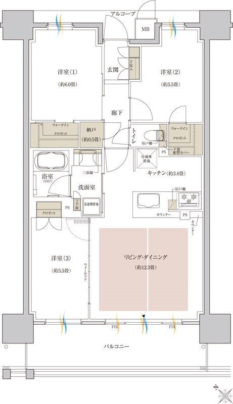 （仮称）神戸名谷・駅前複合開発プロジェクト 間取り K TYPE