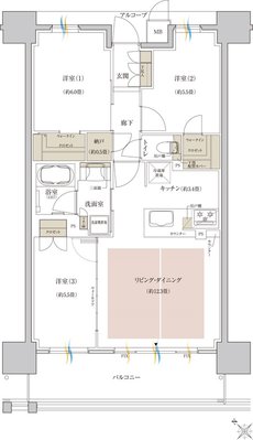 （仮称）神戸名谷・駅前複合開発プロジェクト 間取り K TYPE