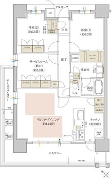 神戸名谷・駅前複合開発プロジェクト(リビオシティ神戸名谷) 間取り J TYPE MENU2