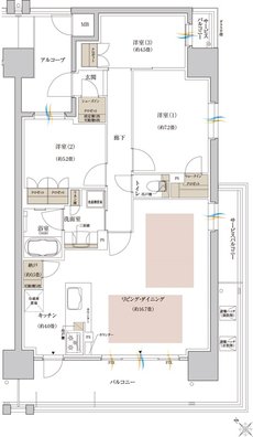 神戸名谷・駅前複合開発プロジェクト(リビオシティ神戸名谷) 間取り N TYPE MENU1