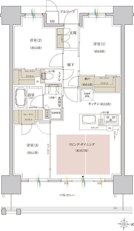 神戸名谷・駅前複合開発プロジェクト(リビオシティ神戸名谷) 間取り H TYPE
