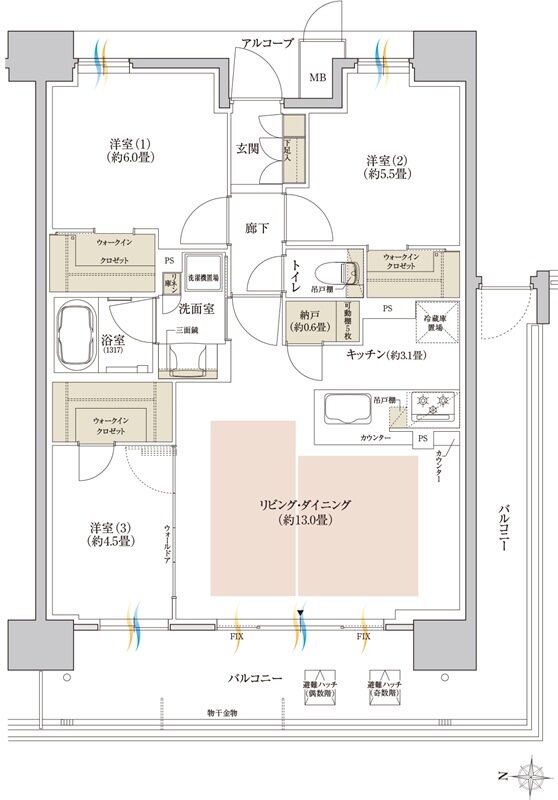リビオシティ神戸名谷(神戸名谷・駅前複合開発PJ) 間取り C TYPE MENU1