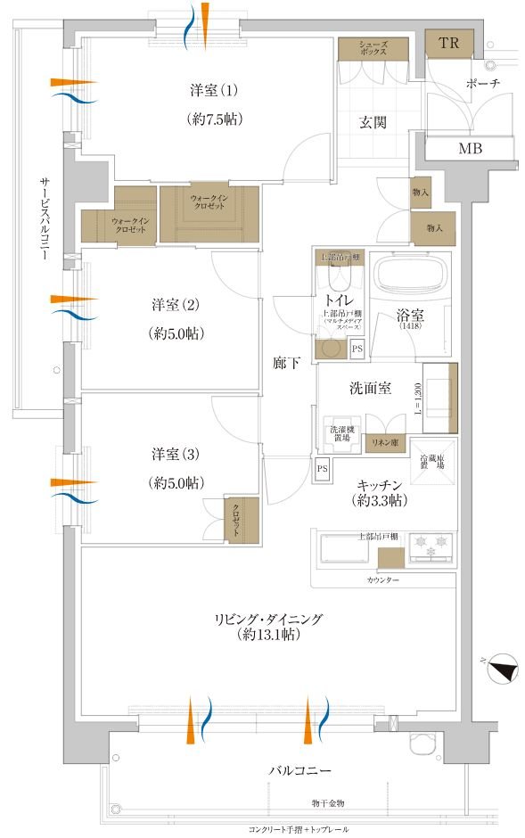 アービンググラン 芦屋大東町 間取り A type