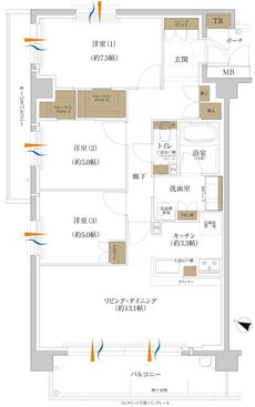 アービンググラン 芦屋大東町 間取り A type
