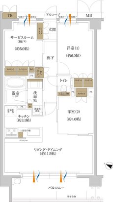 アービンググラン 芦屋大東町 間取り E type