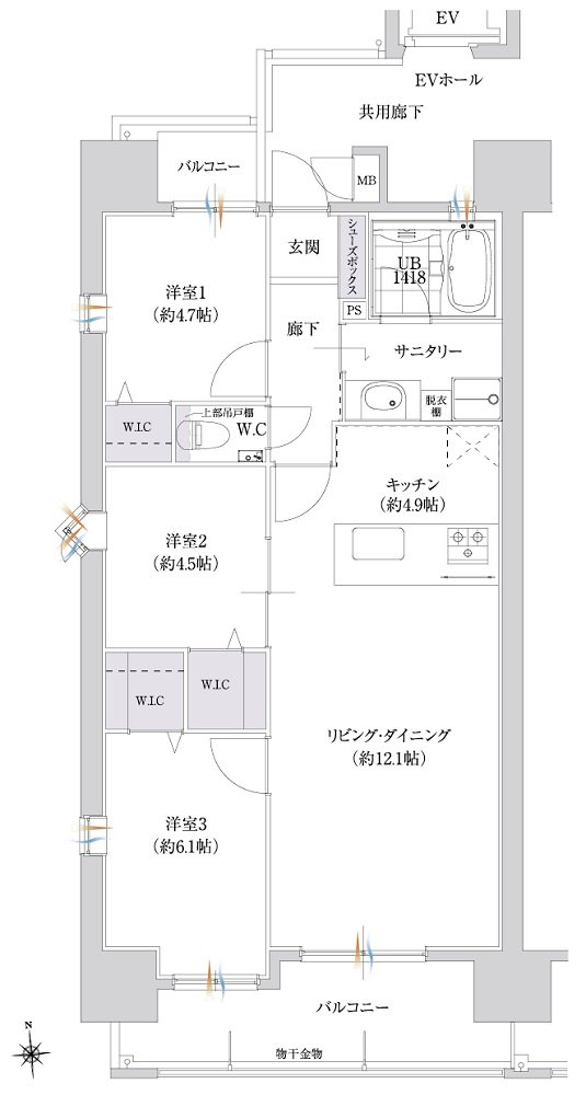 シティライフ新町III 間取り A type