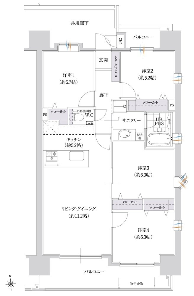 シティライフ新町III 間取り C type