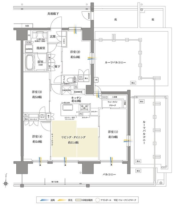 サンクレイドル塚口レジデンス 間取り Kr type