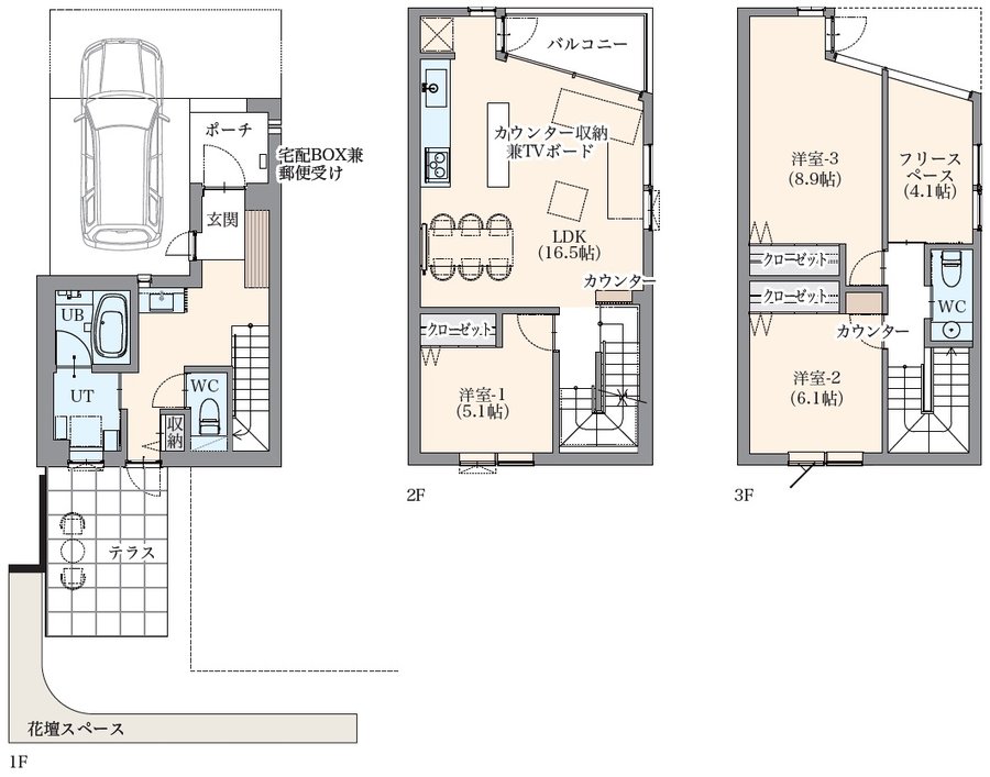 TOU-ASAHIGAOKA TERRACE HOUSE- 間取り Cタイプ