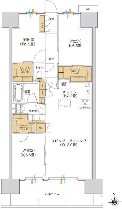 ブランシエラ宇都宮 駅東公園前 間取り Eタイプ