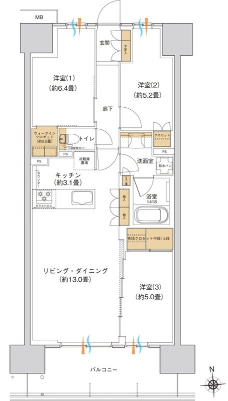 ブランシエラ宇都宮 駅東公園前 間取り Bタイプ