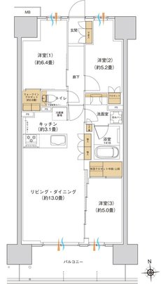 ブランシエラ宇都宮 駅東公園前 間取り Bタイプ