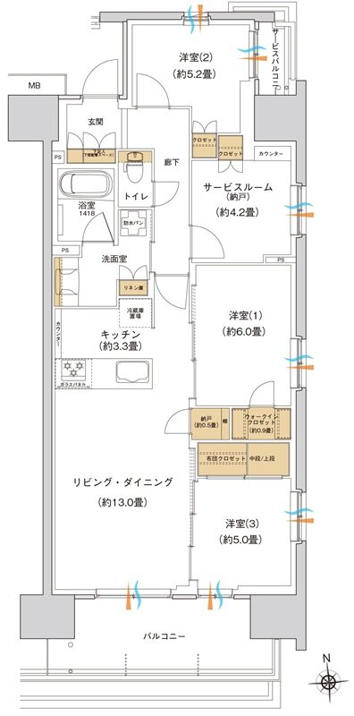 ブランシエラ宇都宮 駅東公園前 間取り Fタイプ