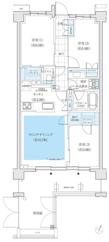 アトラスシティ千歳烏山グランスイート 間取り 70Kt type＜風ノ棟＞