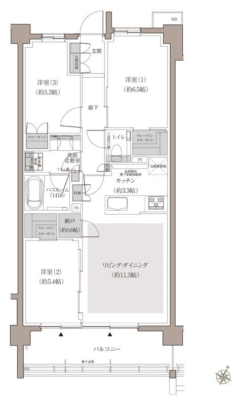 アトラスシティ千歳烏山グランスイート 間取り 70F type＜杜ノ棟＞