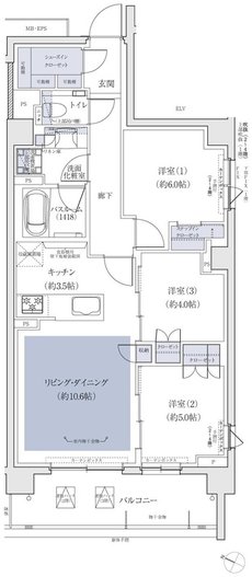 アトラスシティ千歳烏山グランスイート 間取り 70J type＜風ノ棟＞