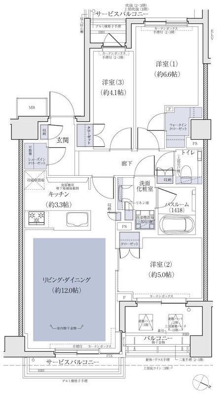 アトラスシティ千歳烏山グランスイート 間取り 70Q type＜風ノ棟＞