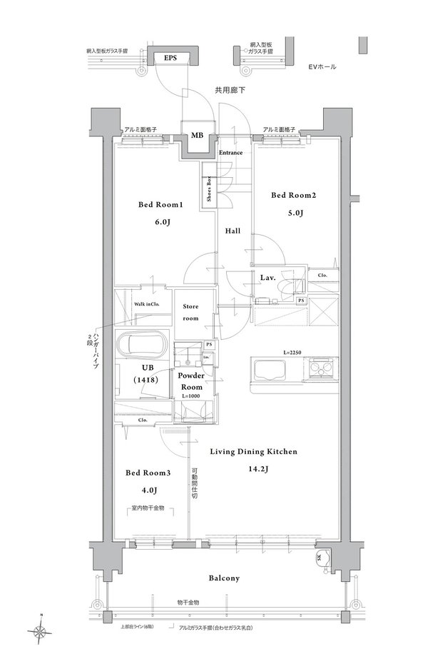 サンパーク都府楼前駅グラッセ 間取り Hタイプ