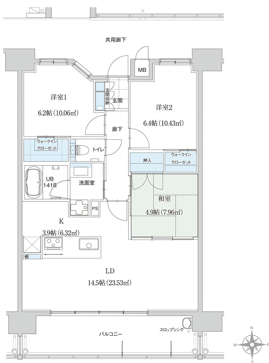 グリーンヒル古国府IIブライト 間取り Bタイプ