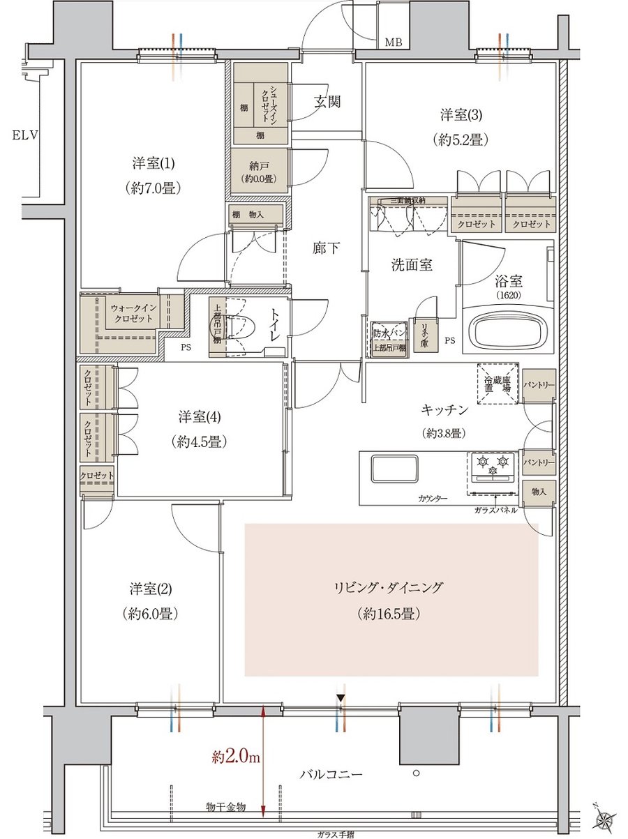 リビオシティ小倉中井ウエストコート 間取り Nタイプ