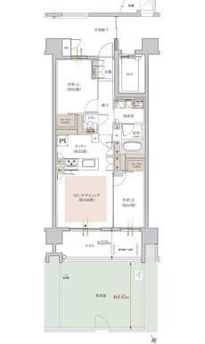 リビオシティ小倉中井ウエストコート 間取り Hgタイプ
