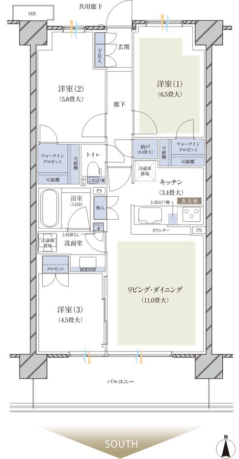 ブランズ横浜いずみ野 間取り H type